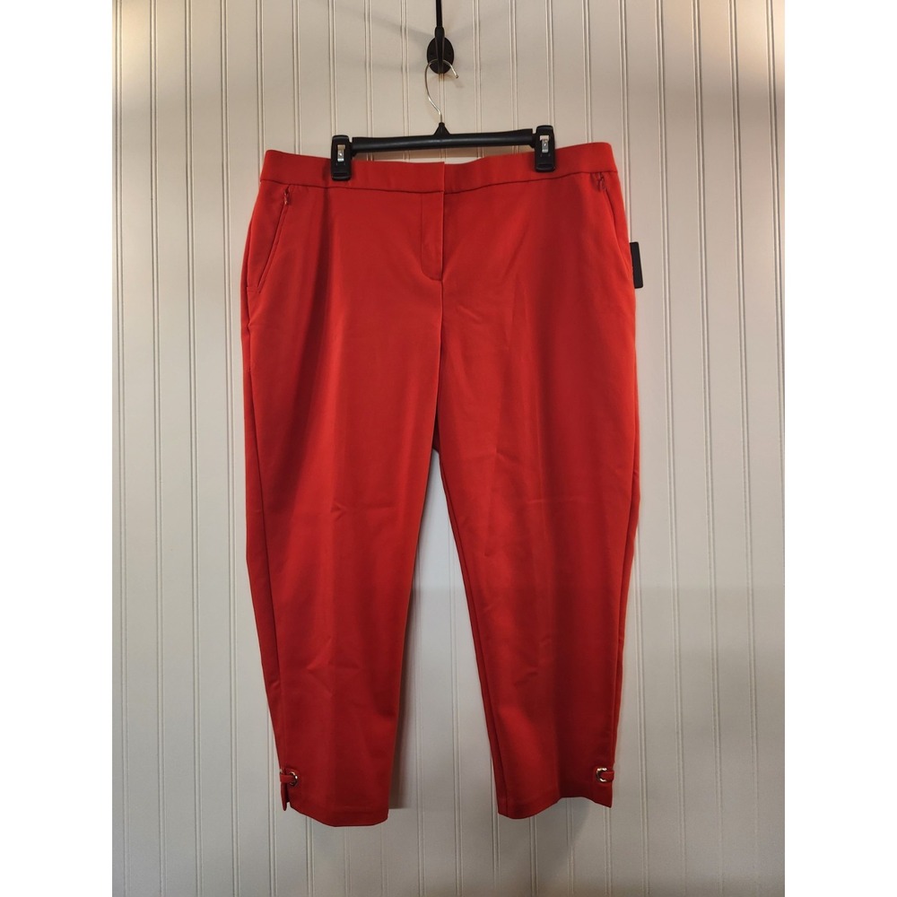NWT Rafaella Curvy Red Capri Pants Defined Waist Higher Back Rise 40x24 Size 16